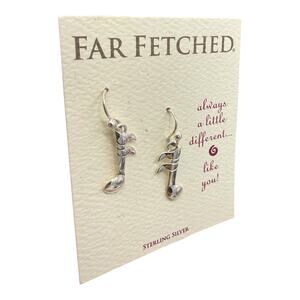 Far Fetched Musical Note Dangle Earrings 925 Sterling Silver Artisan Handmade